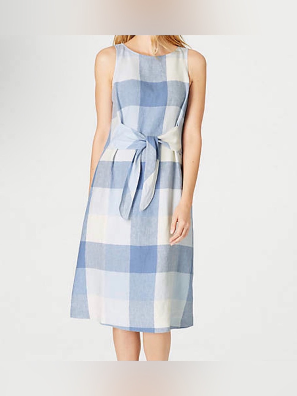 J. Jill Love Linen Sleeveless Shift Dress Check Plaid Cottage Preppy Sz S